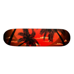 Warm Topical Sunset and Palm Trees skateboard