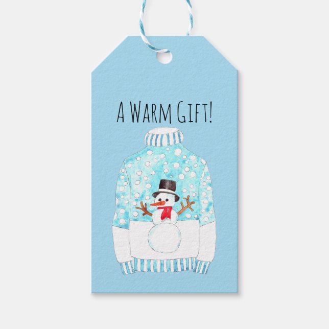 Warm Ugly Christmas Sweater Gift Tags (Front)