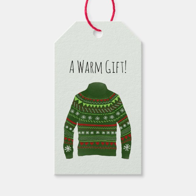 Warm Ugly Christmas Sweater Gift Tags (Front)