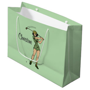 Warm Up for Golfing Personal Lady Golfer Green Large Gift Bag