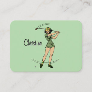 Warm Up for Golfing Personal Lady Golfer Green Place Card