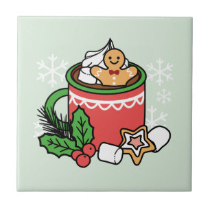 Warm Up with Snow Fall Cocoa Calls - Winter Drink Ceramic Tile