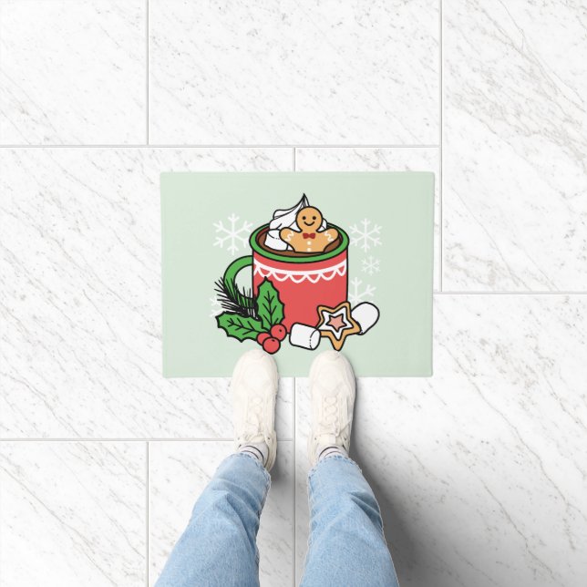 Warm Up with Snow Fall Cocoa Calls - Winter Drink Doormat (Indoor)