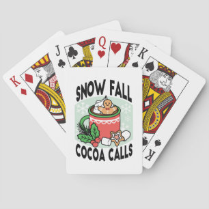 Warm Up with Snow Fall Cocoa Calls - Winter Drink Playing Cards
