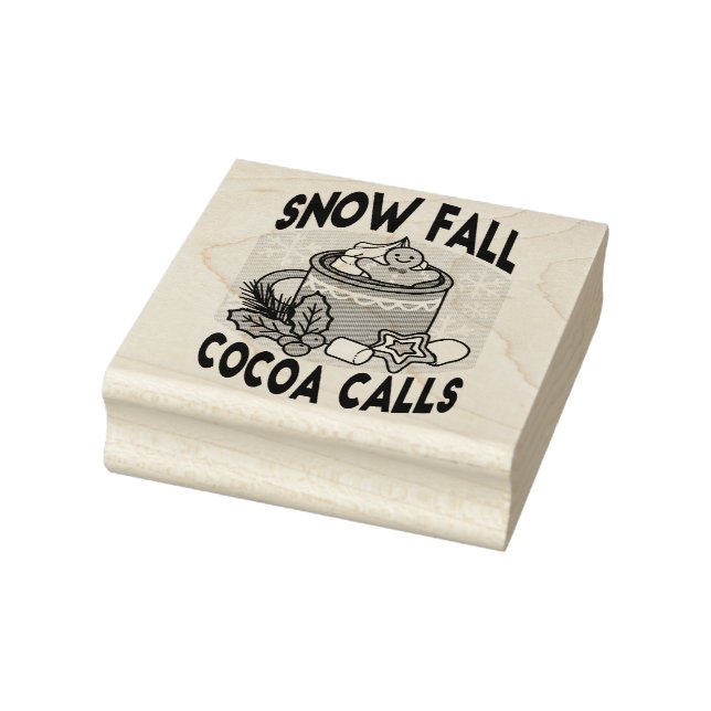 Warm Up with Snow Fall Cocoa Calls - Winter Drink Rubber Stamp (Stamp)