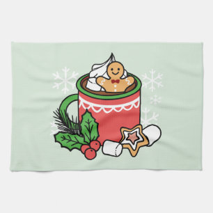 Warm Up with Snow Fall Cocoa Calls - Winter Drink Tea Towel