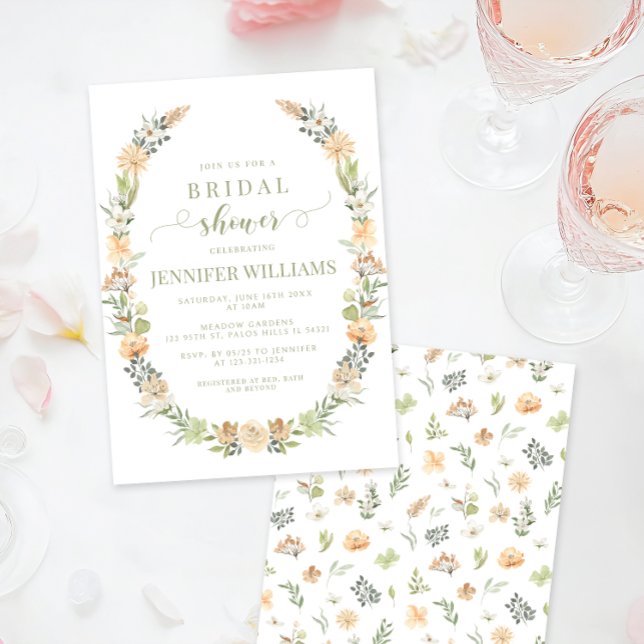 Warm Vanilla Floral Boho Bridal Shower Invitation (Creator Uploaded)
