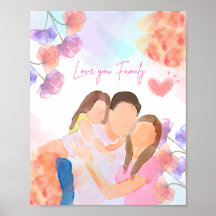 Warm Watercolor Family Love Poster