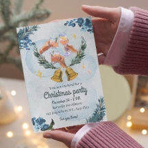 Warm watercolor holiday Christmas party invitation