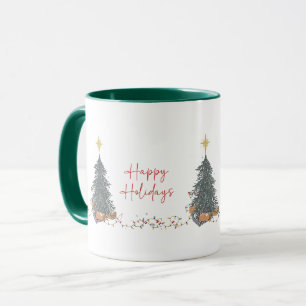 Warm watercolor pine tree holiday party invitation mug