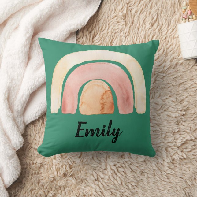 Warm Watercolor Rainbow Boho Cushion (Blanket)