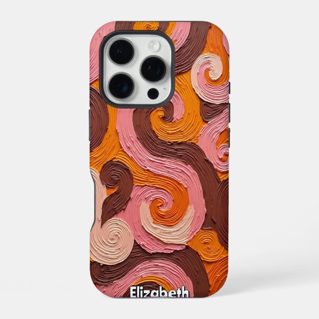 Warm Waves: Impasto Colour Flow iPhone Case (Back)