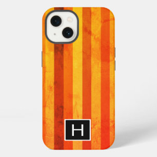 Warm Weathered Orange Red Stripes Monogram iPhone Case