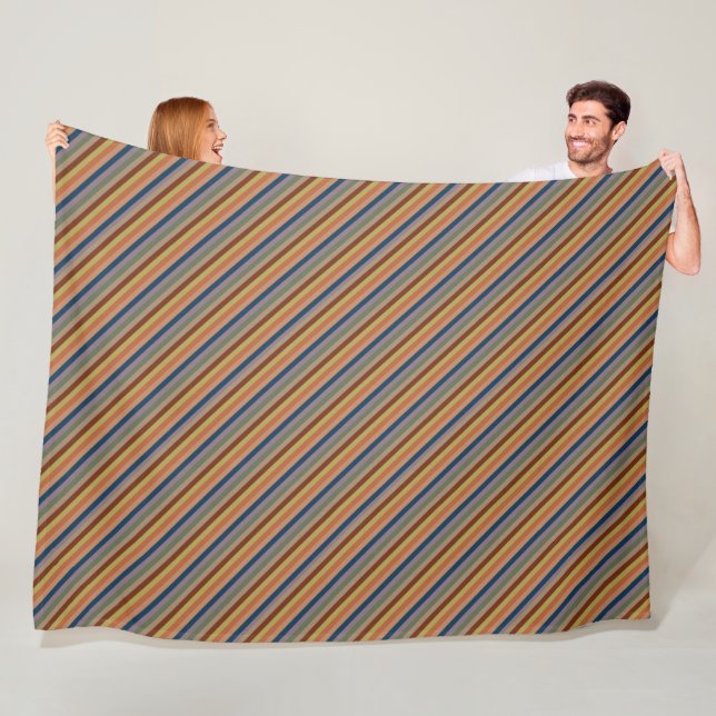 Warm Western Vintage Stripes Fleece Blanket (In Situ)