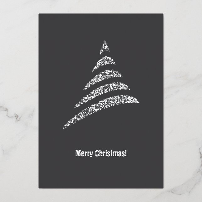 Warm White Corporate Christmas Tree Foil Holiday Card (Front)