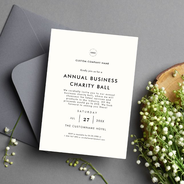 Warm White Logo Business Company Dinner Party Invitation (Creator Uploaded)
