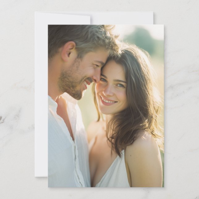 Warm White Romantic Photo Invitation (Front)
