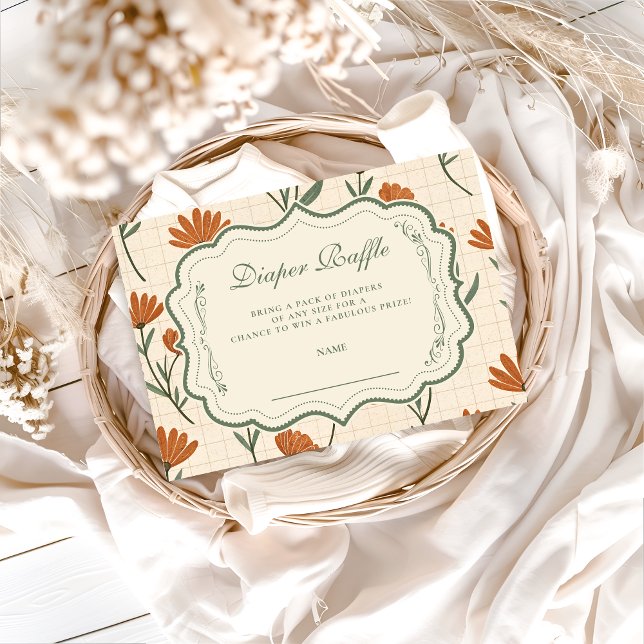 Warm Wildflower Baby Shower Diapper Raffle Enclosure Card (Creator Uploaded)