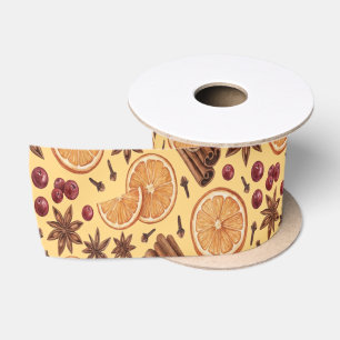 Warm Winter Citrus and Spice Christmas Satin Ribbon