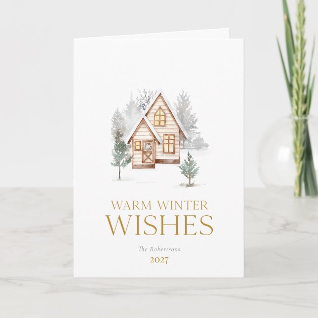 Warm Winter Cottage Christmas Card (Front)