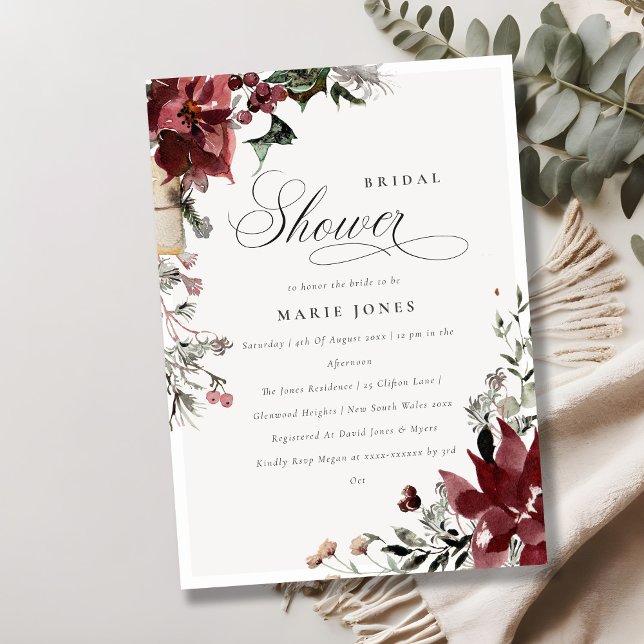 Warm Winter Festive Foliage Bridal Shower Invite (Creator Uploaded)