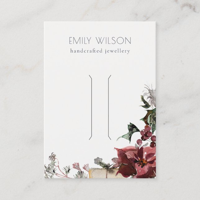 Warm Winter Festive Foliage Hair Clip Display Business Card (Front)