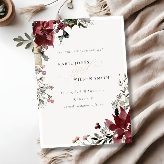 Warm Winter Festive Foliage Save The Date Card (Creator Uploaded)