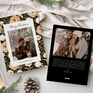 Warm Winter Florals Photo Holiday Card