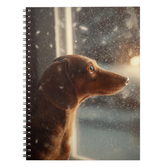 Warm Winter Glow Dachshund Spiral Notebook (Front)