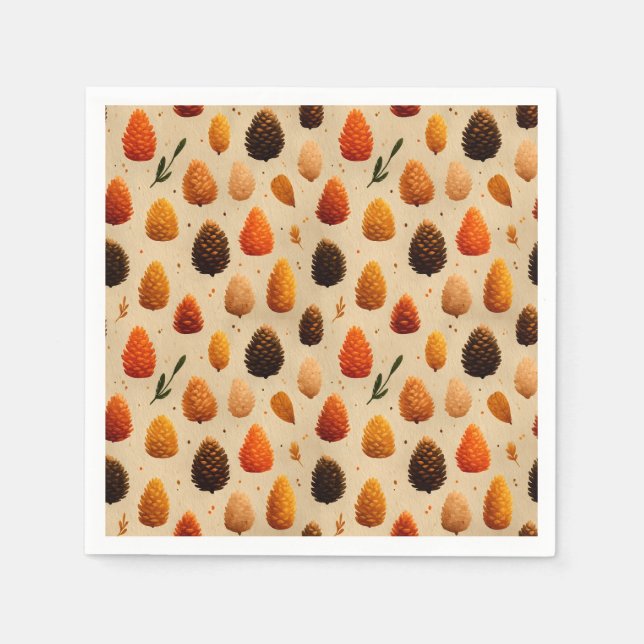 Warm Winter Pinecones Pattern Napkin (Front)