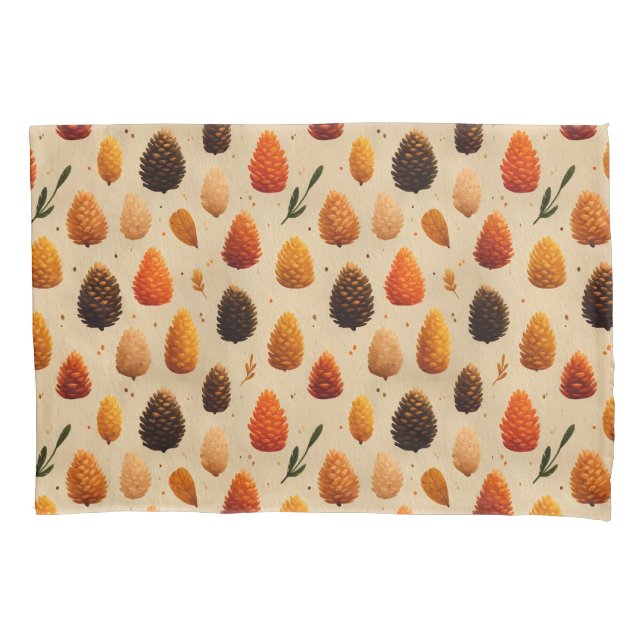 Warm Winter Pinecones Pattern Pillowcase (Front)