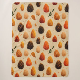 Warm Winter Pinecones Pattern Sherpa Blanket