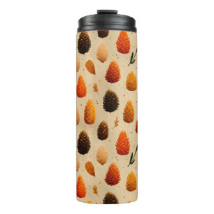 Warm Winter Pinecones Pattern Thermal Tumbler