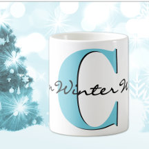 Warm Winter Wishes Bold Blue Letter 11oz Classic