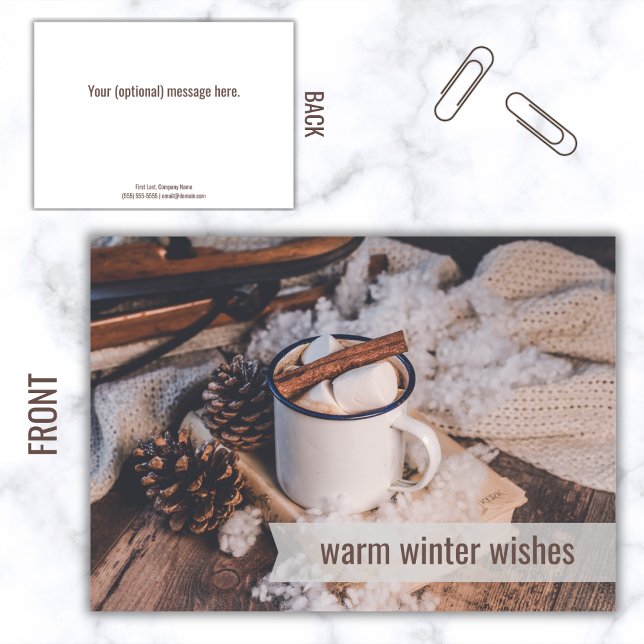 Warm Winter Wishes Business Happy Holidays Cards (Warm Winter Wishes flat card)