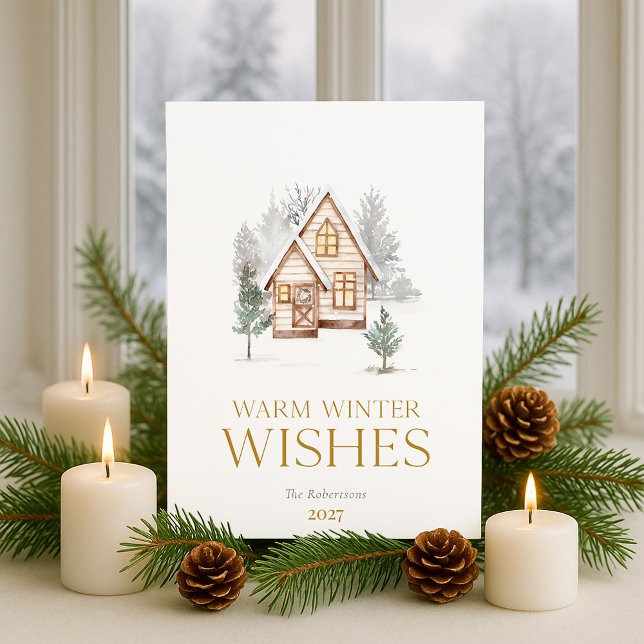 Warm Winter Wishes Cottage Christmas Card  (Creator Uploaded)