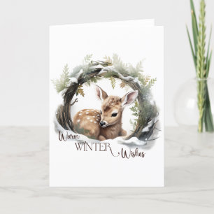 Warm Winter Wishes Holiday Deer BLANK  Card