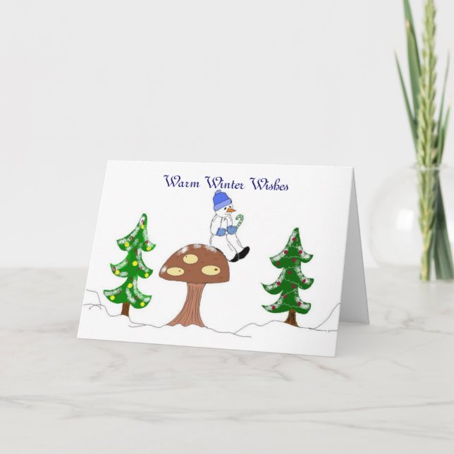 Warm Winter Wishes - Snowman Holiday Card (Front)