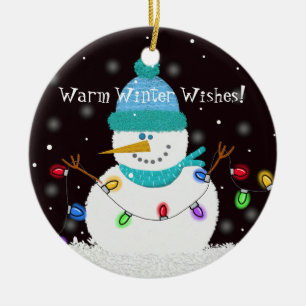 "Warm Winter Wishes" Snowman Ornament