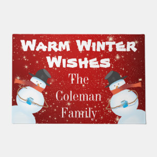 Warm Winter Wishes Snowmen Doormat