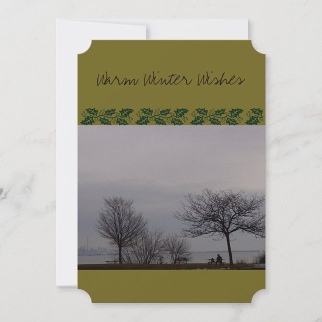 Warm Winter Wishes (with dog) by RoseWrites Invitation (Front)