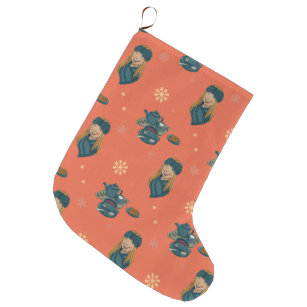 Warm Winter with hot tea and pastries Large Christmas Stocking