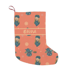 Warm Winter with hot tea and pastries Small Christmas Stocking