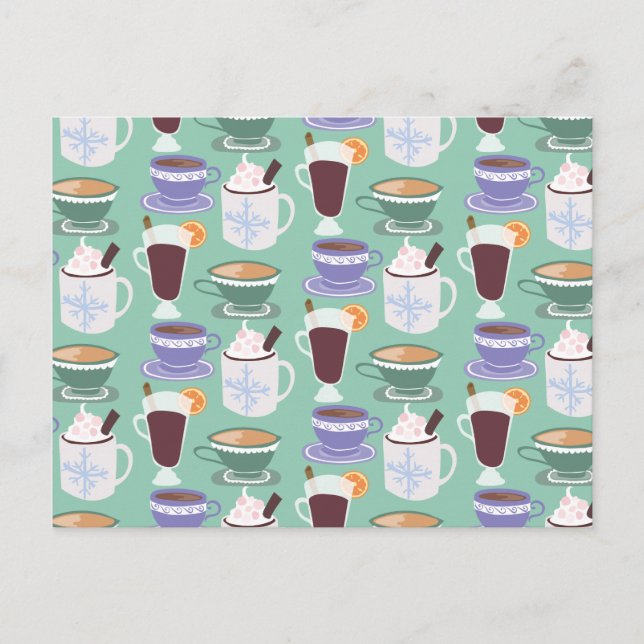 Warm Wintery Drinks Print Postcard (Front)