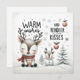Warm wishes and reindeer kisses greeting card