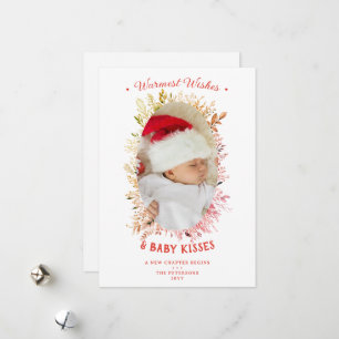 Warm Wishes Baby Kisses Holidays Red Announcement