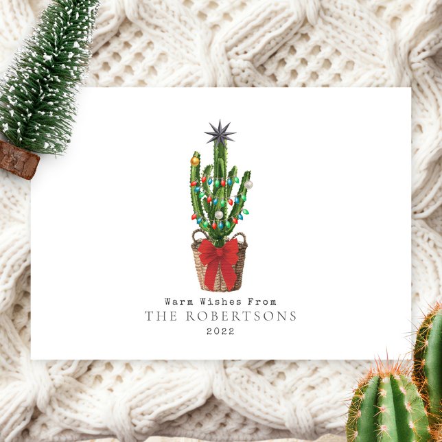 Warm Wishes Cactus Christmas Holiday Card (Creator Uploaded)