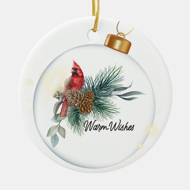Warm wishes ceramic ornament (Front)