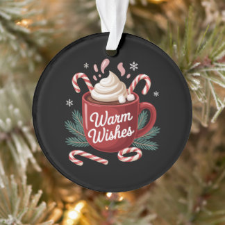 Warm Wishes Christmas Hot Cocoa Candy Cane Holiday Ornament
