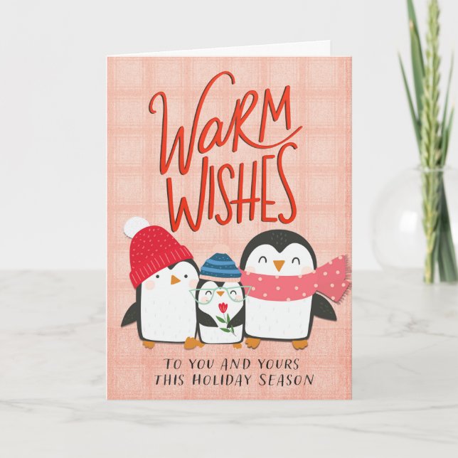 Warm Wishes Christmas Penguin Card (Front)